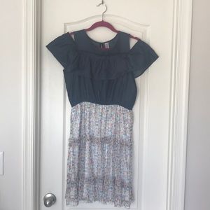 Girls cold shoulder floral dress